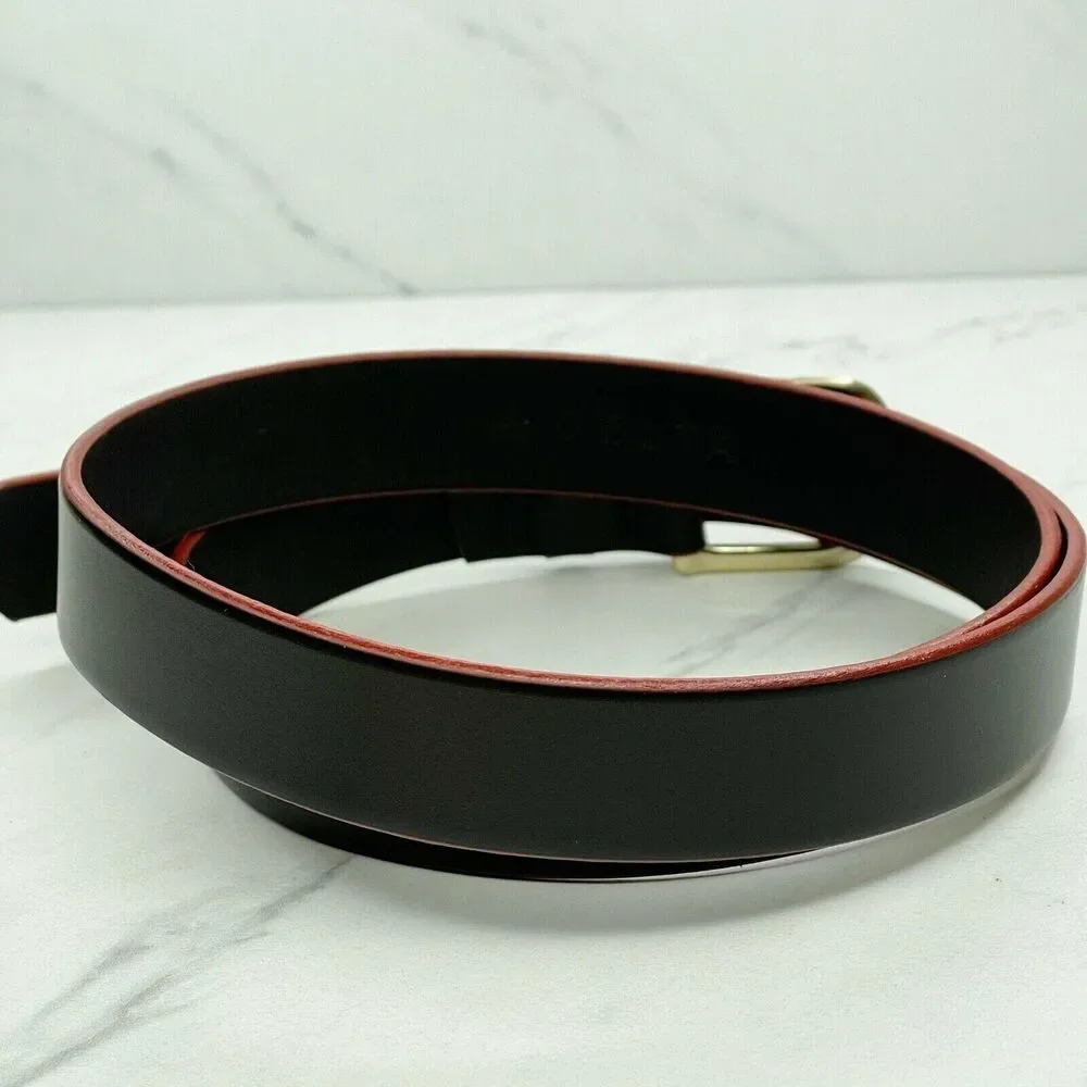 Delta Airlines Black Leather Belt with Red Trim Size Small S